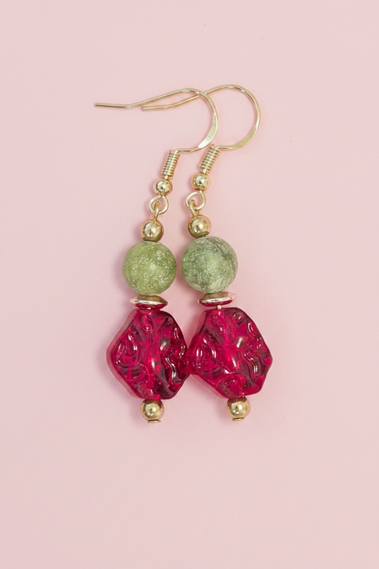 Red & Green Faux Gemstone Earrings
