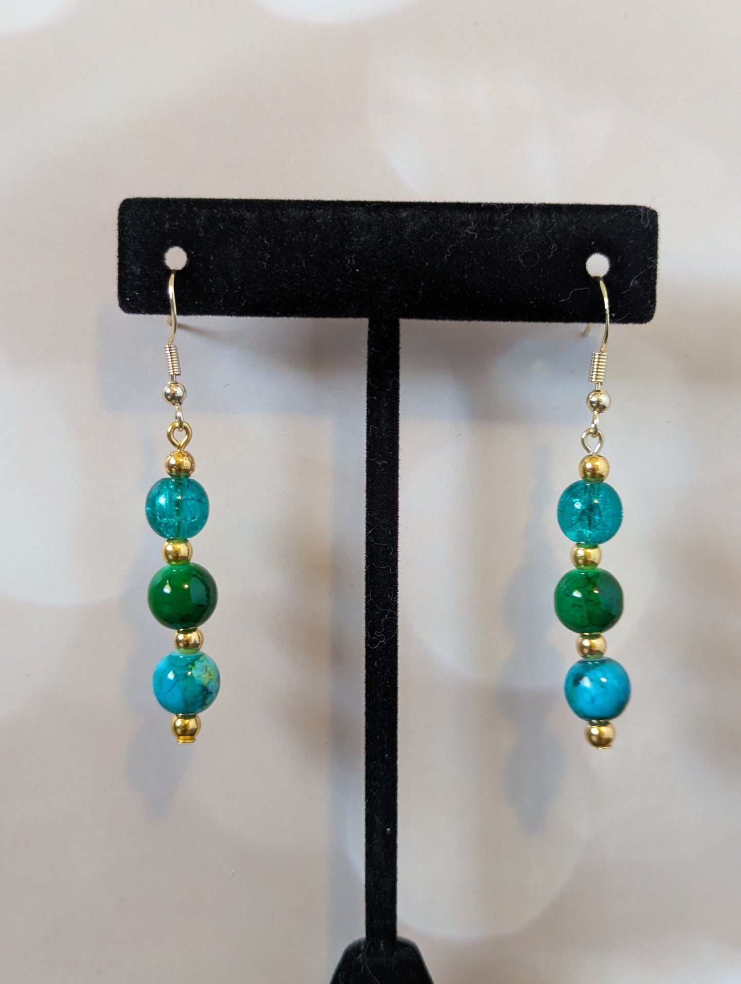 Triple Dangle Earrings (Sea Green)