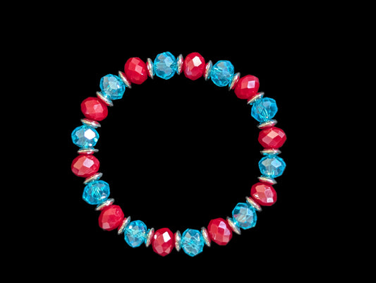 Red & Blue Glass Bead Bracelet