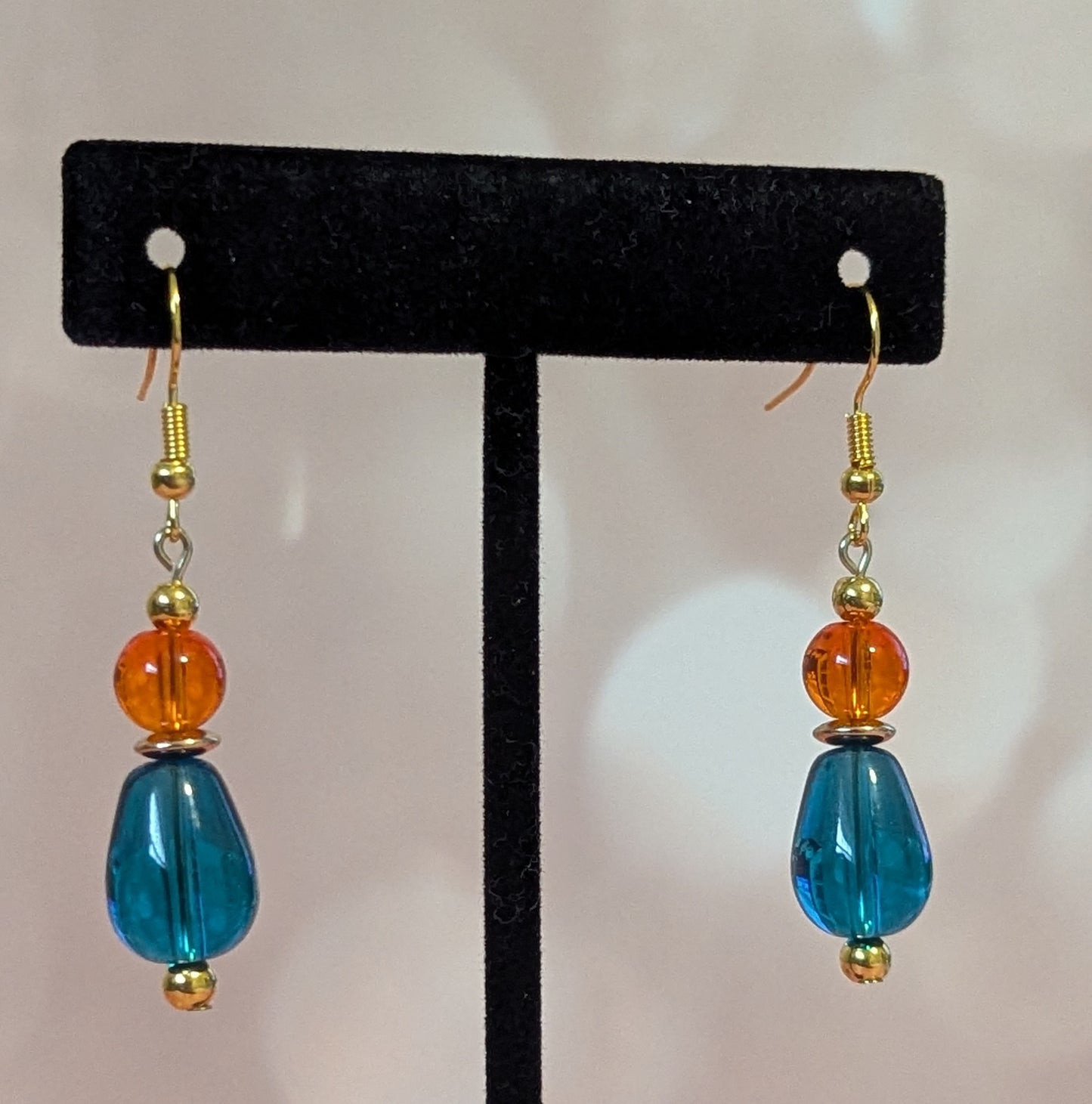 Blue & Orange Dangle Earrings