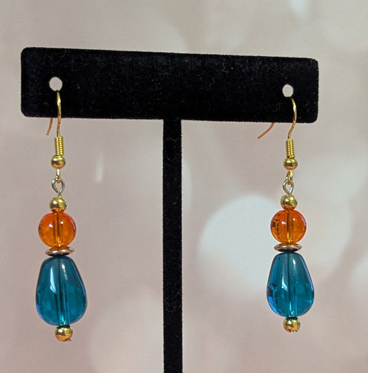 Blue & Orange Dangle Earrings