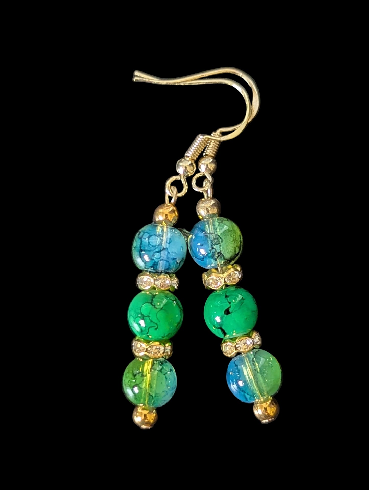 Triple Sea Blue & Green Earrings