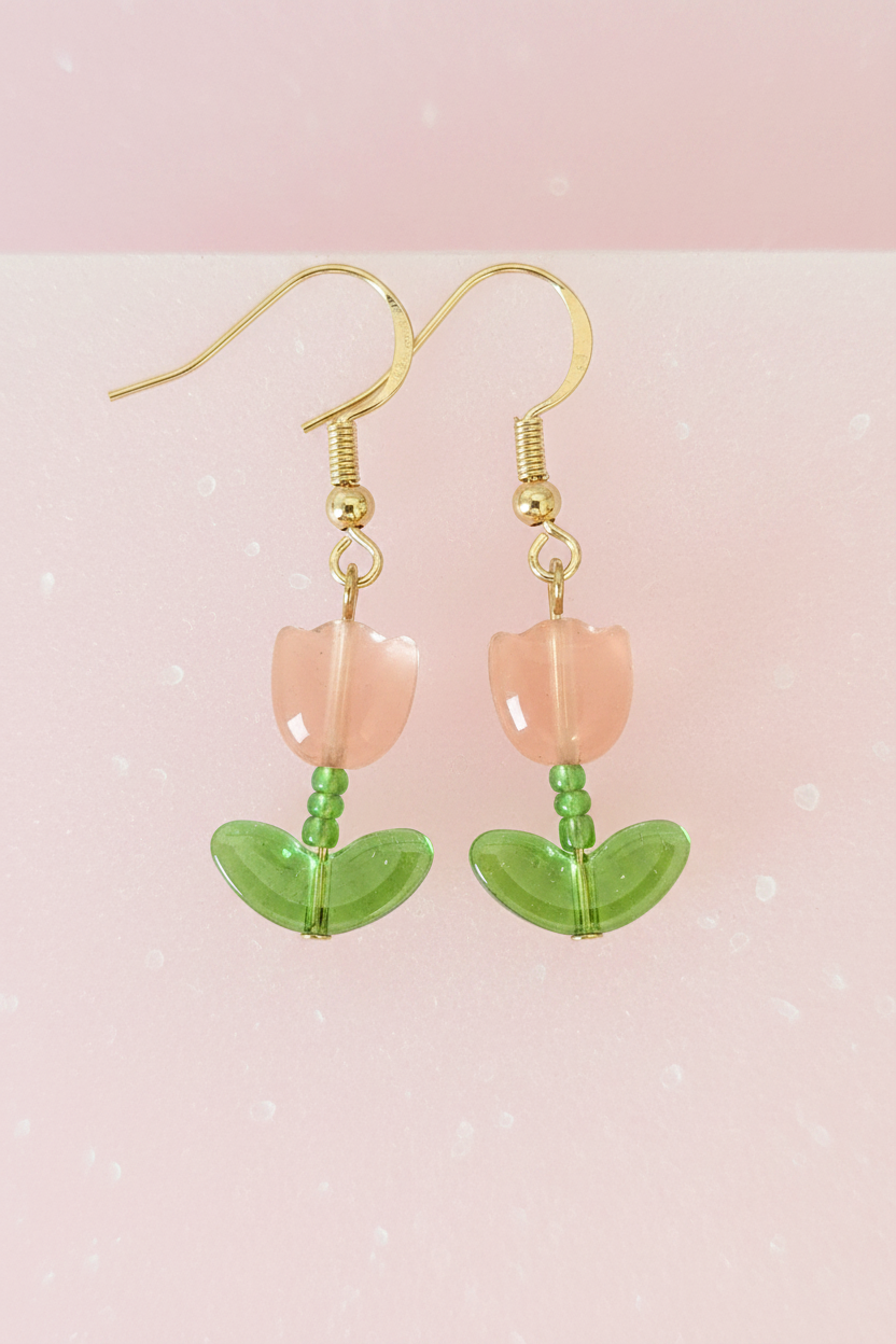 Peach Tulip Earrings