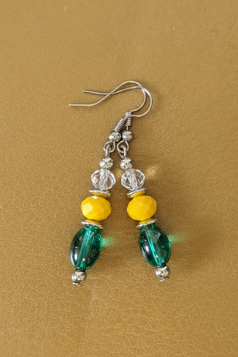 Yellow On Green Earrings