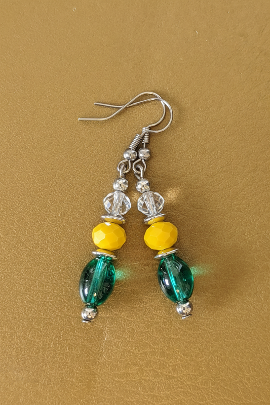 Yellow On Green Earrings