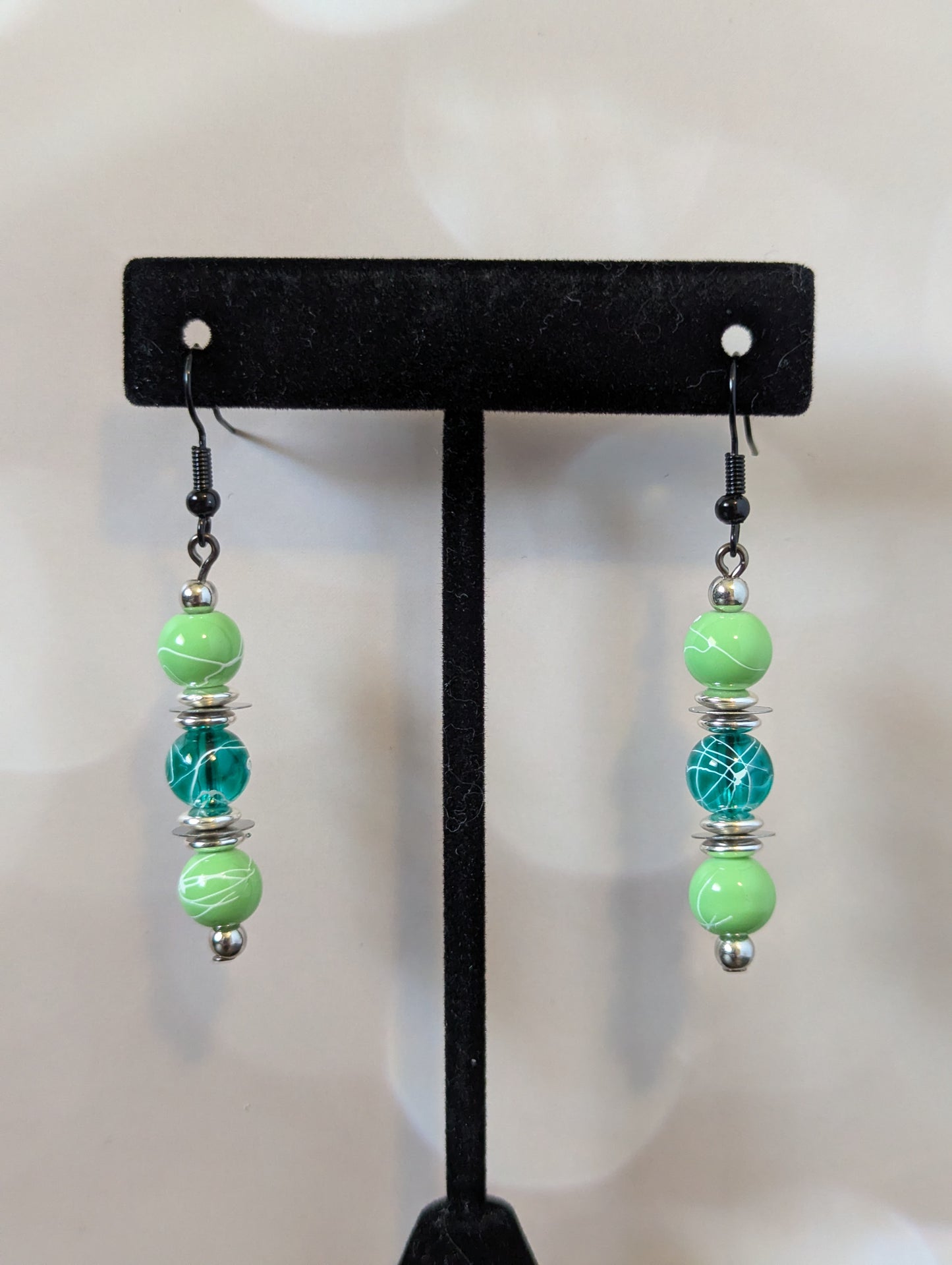 Triple Dangle Earrings (Green)