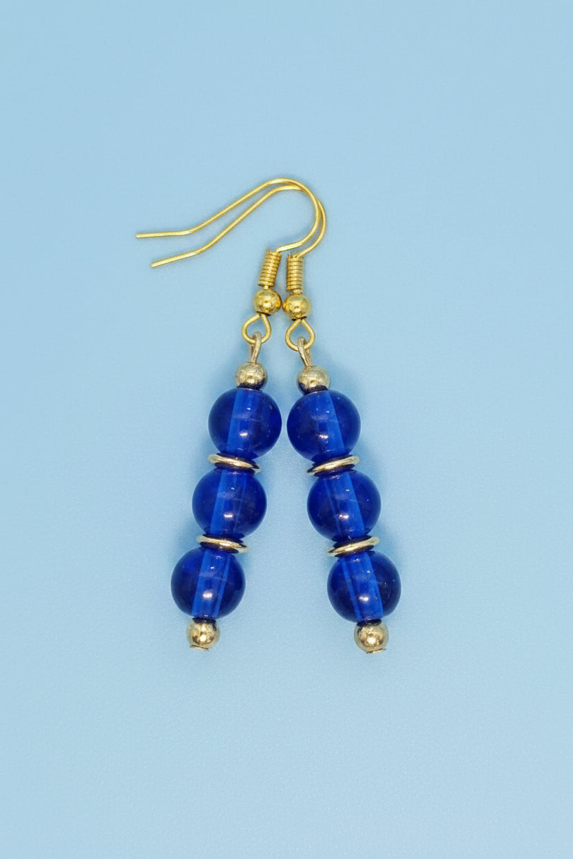 Triple Navy Blue Earrings