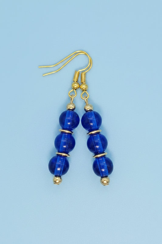 Triple Navy Blue Earrings