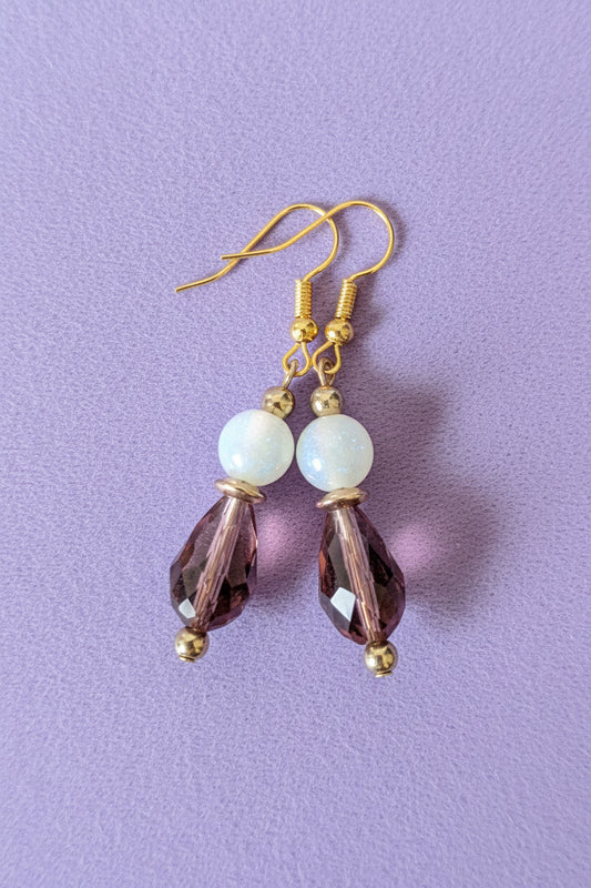 Sparkling White & Purple Earrings