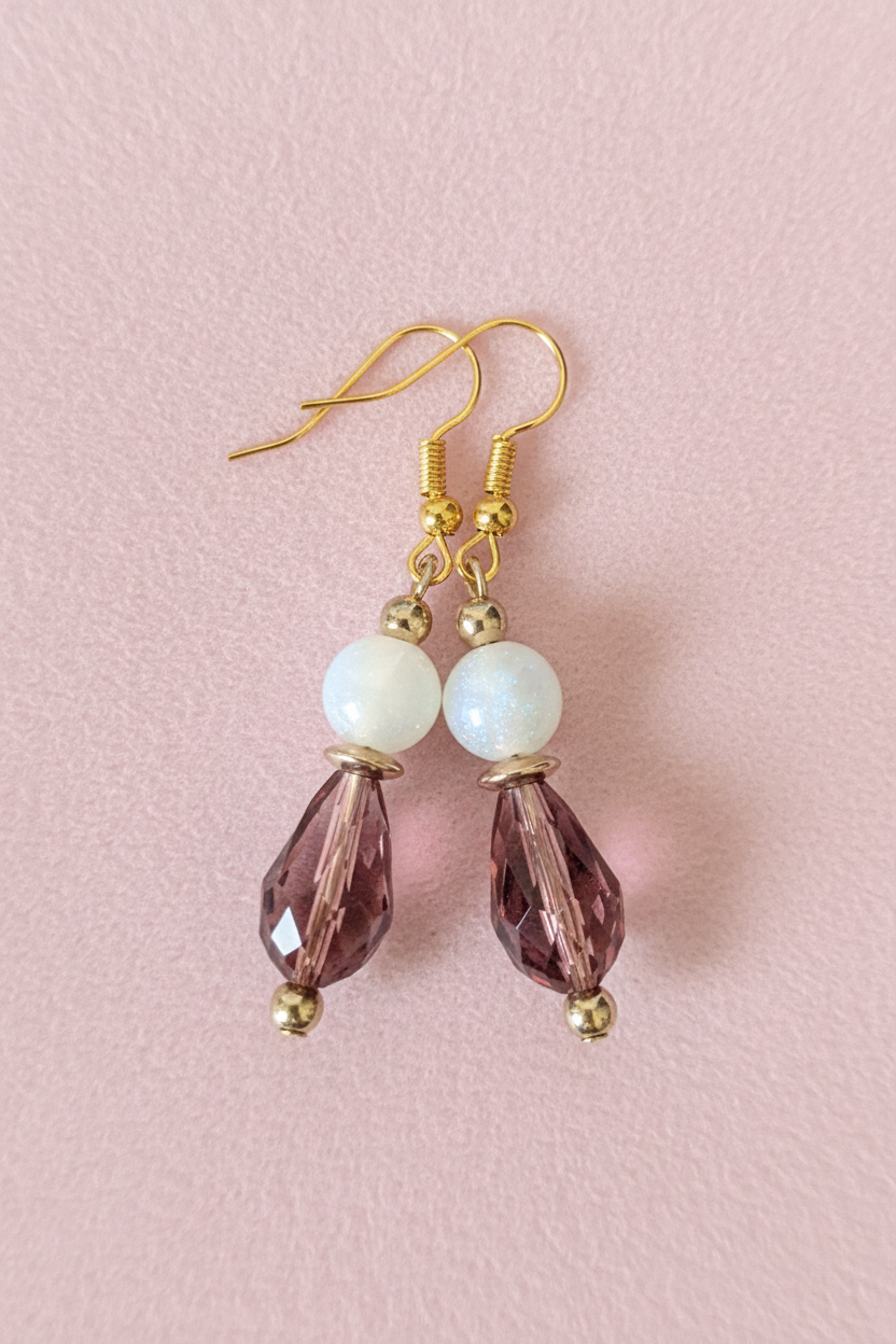 Sparkling White & Purple Earrings