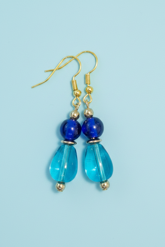 Double Blue Dangle Earrings
