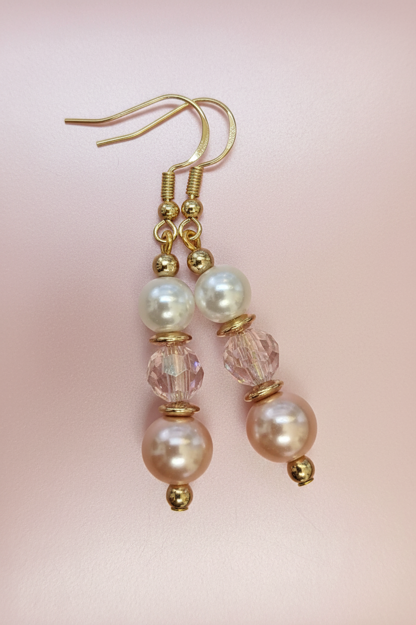 Pink Faux Pearl Earrings