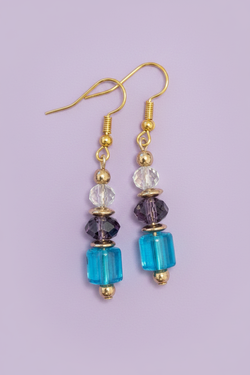 Blue & Purple Bead Earrings