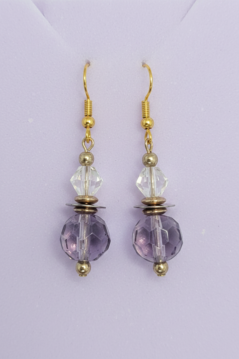 Purple & Clear Hourglass Earrings