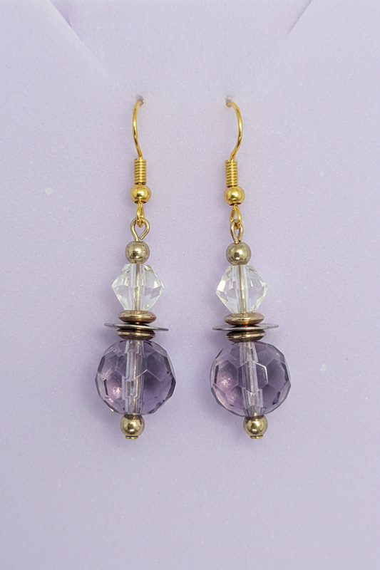 Purple & Clear Hourglass Earrings
