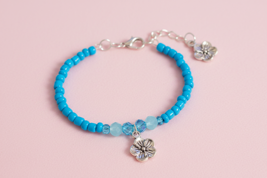 Blue Flower Wire Bracelet
