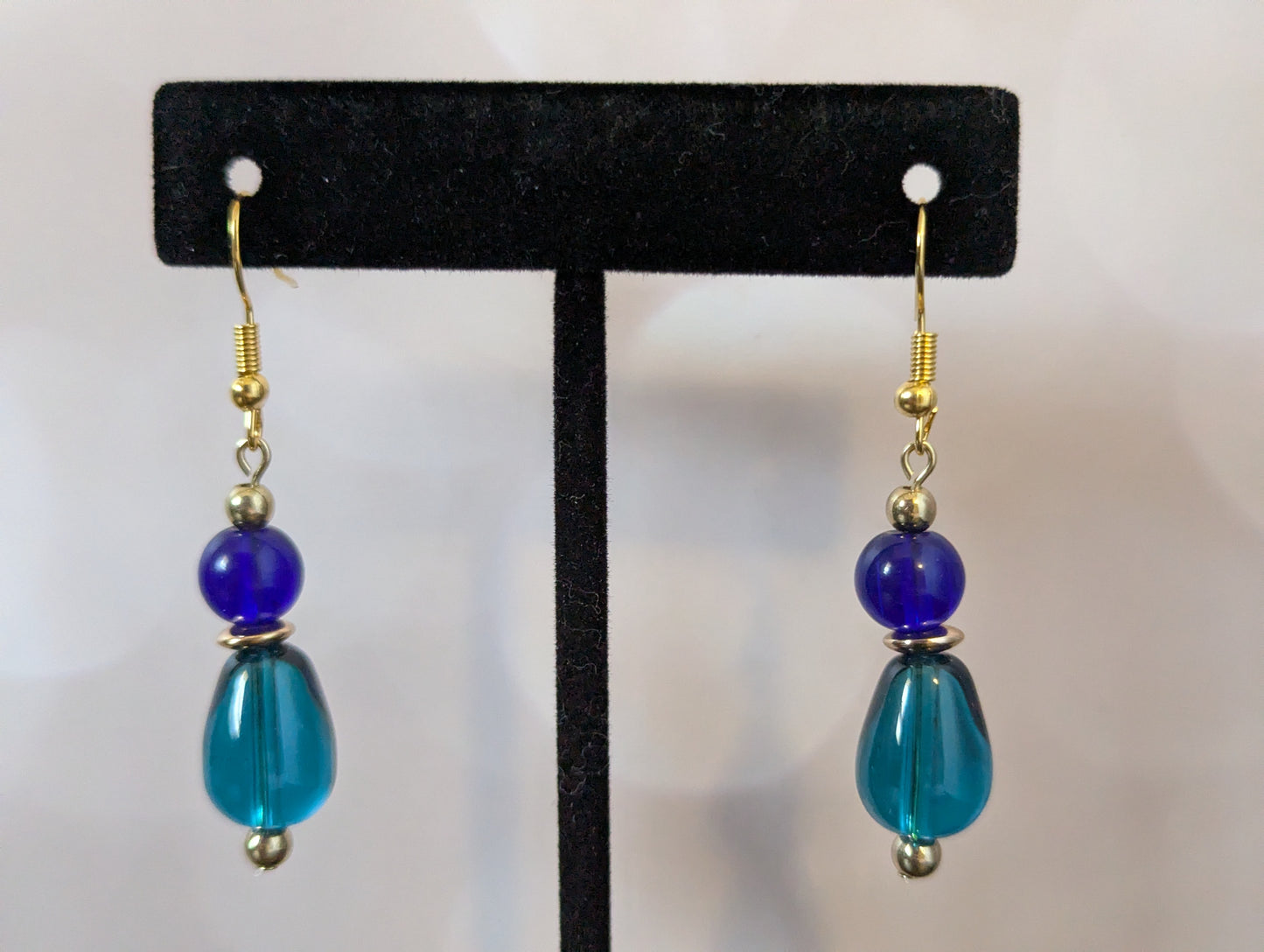Double Blue Dangle Earrings