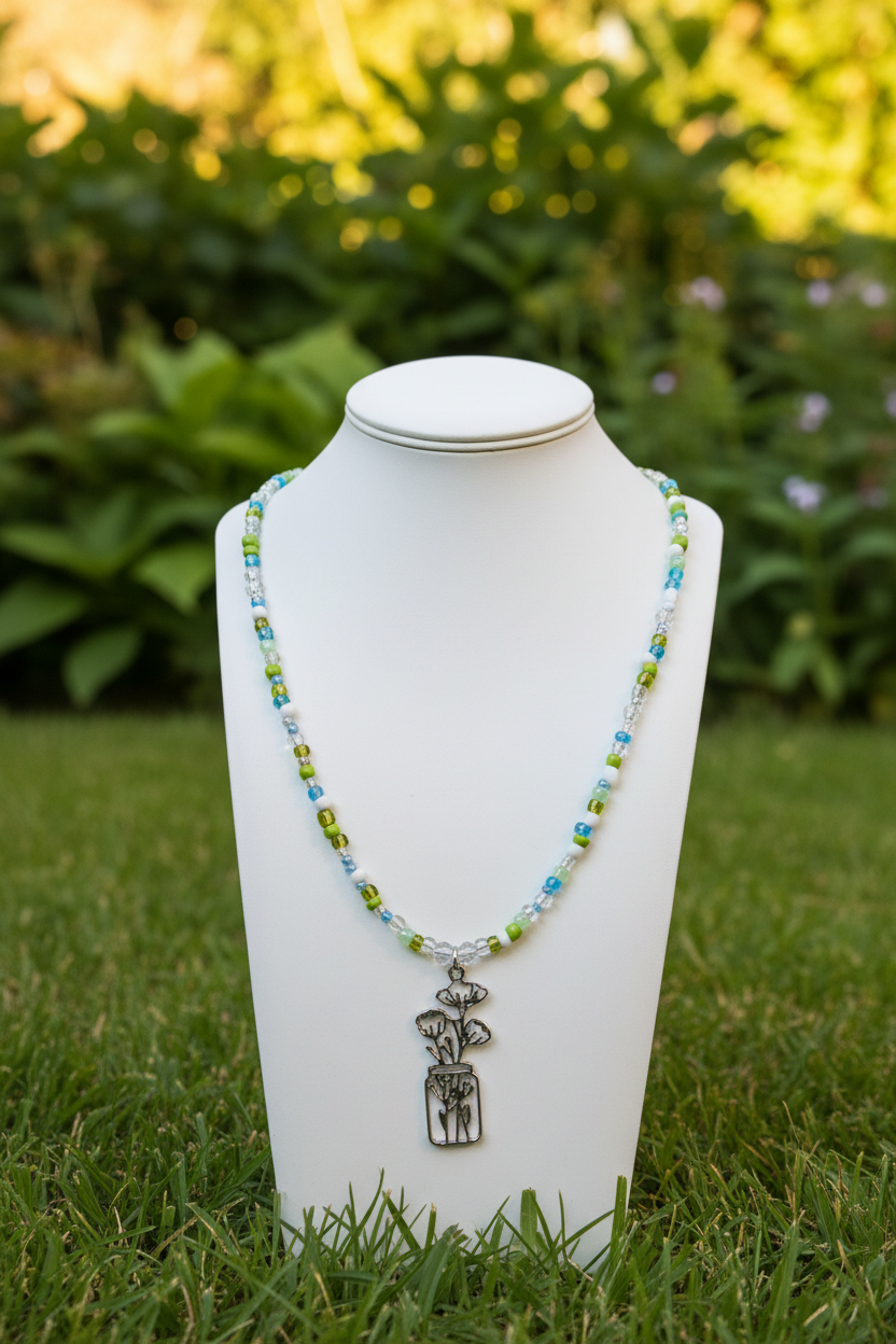 Flower Vase Pendant Necklace