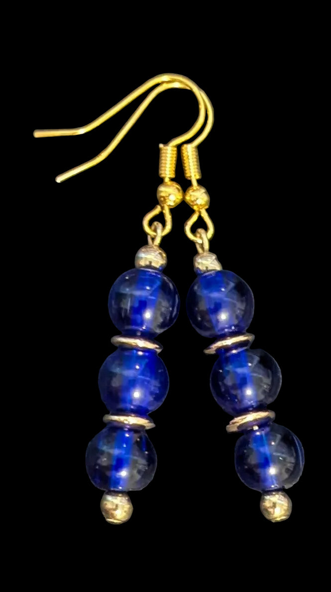 Triple Navy Blue Earrings