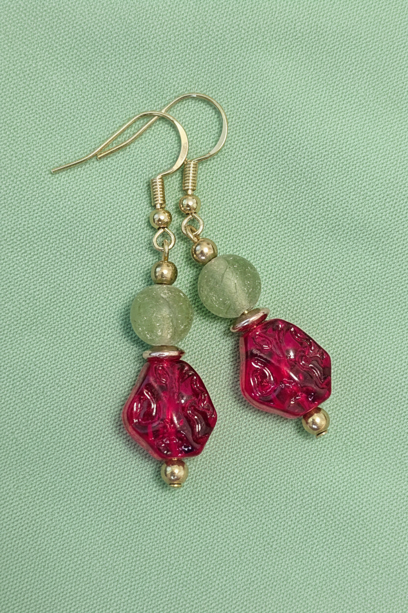 Red & Green Faux Gemstone Earrings
