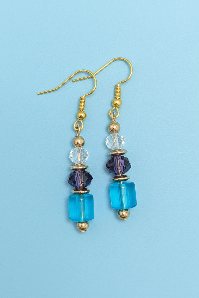 Blue & Purple Bead Earrings