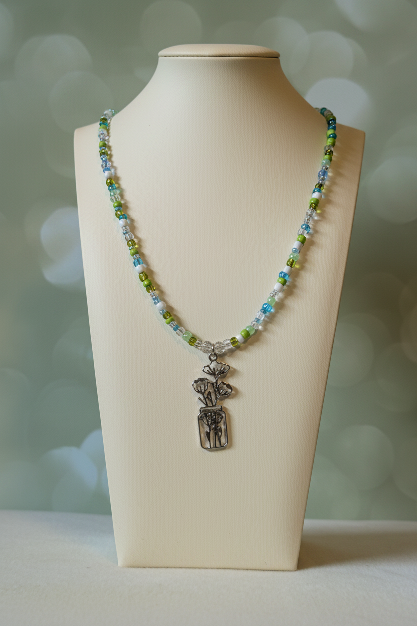 Flower Vase Pendant Necklace