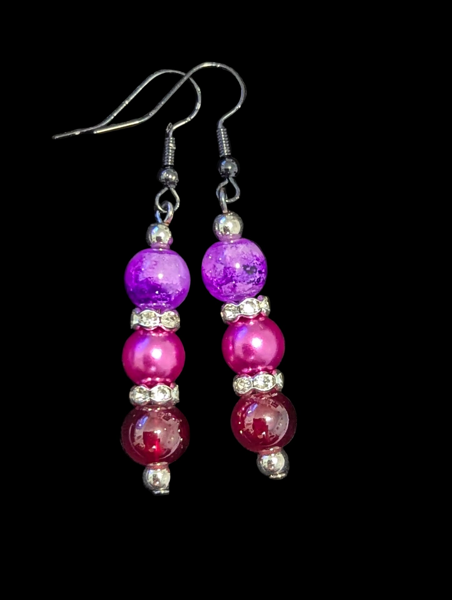Triple Dangle Earrings (Purple)