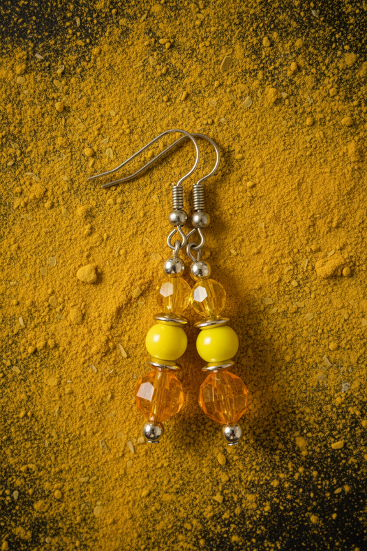 Triple Dangle Earrings (Yellow & Orange)
