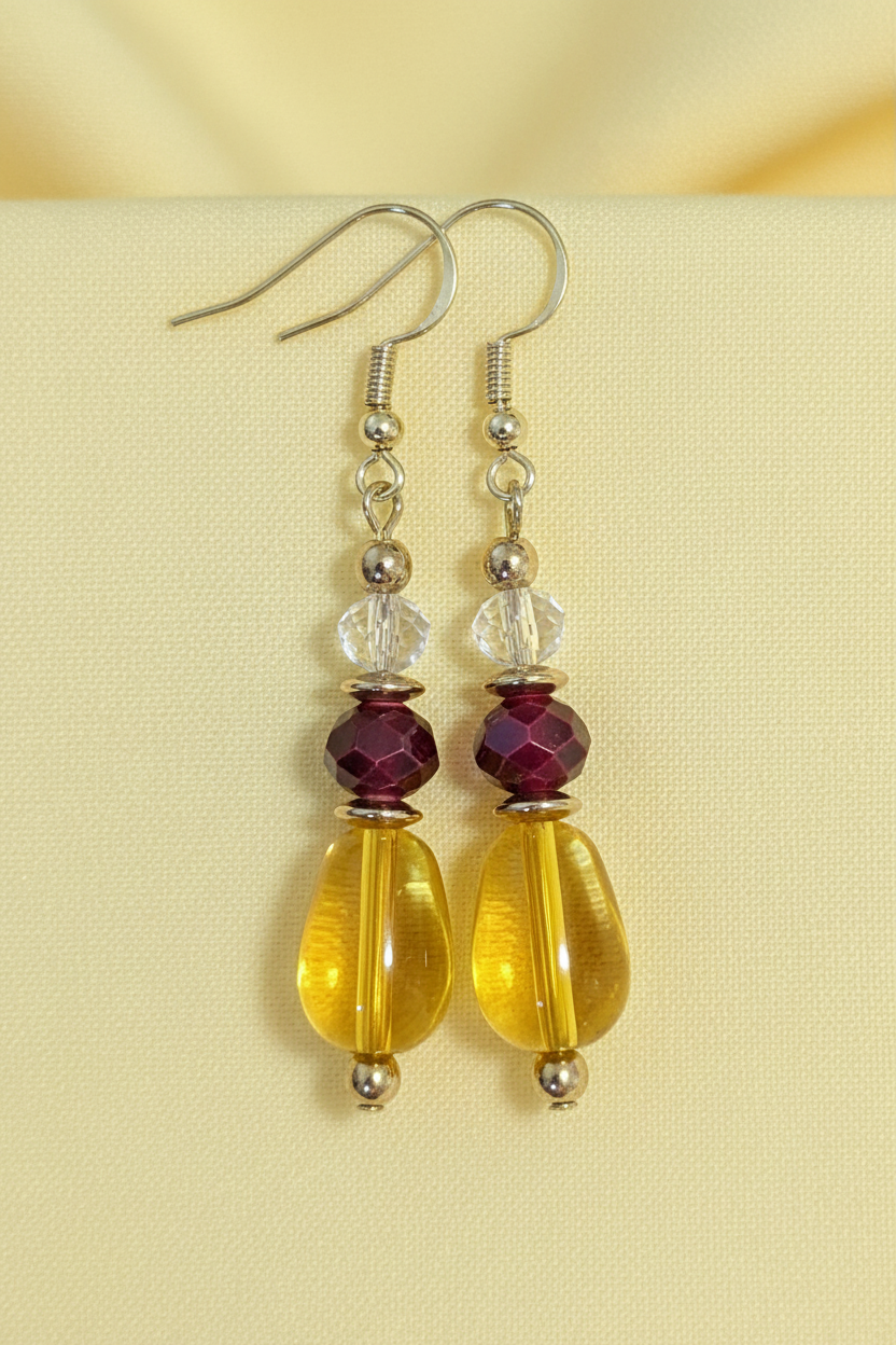 Yellow & Red Glass Earrings