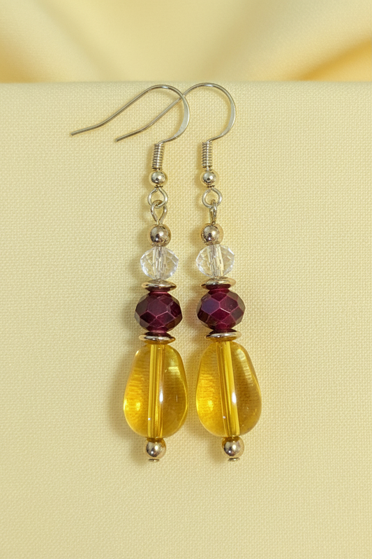 Yellow & Red Glass Earrings