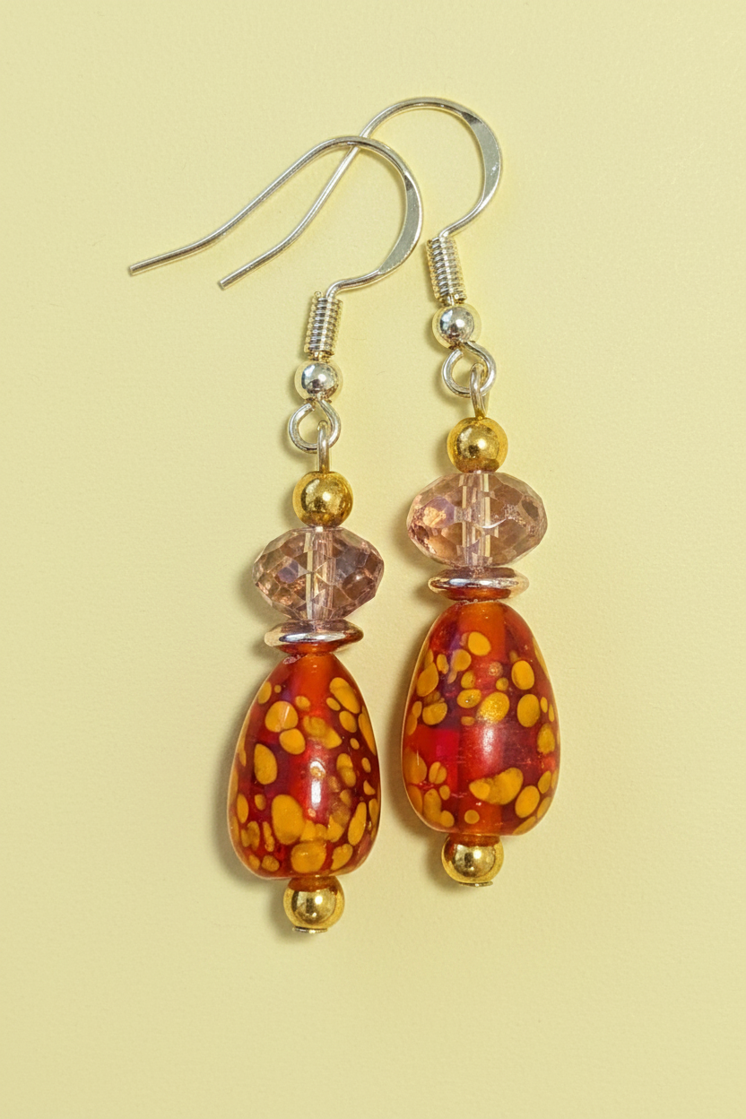 Purple & Orange Dangle Earrings