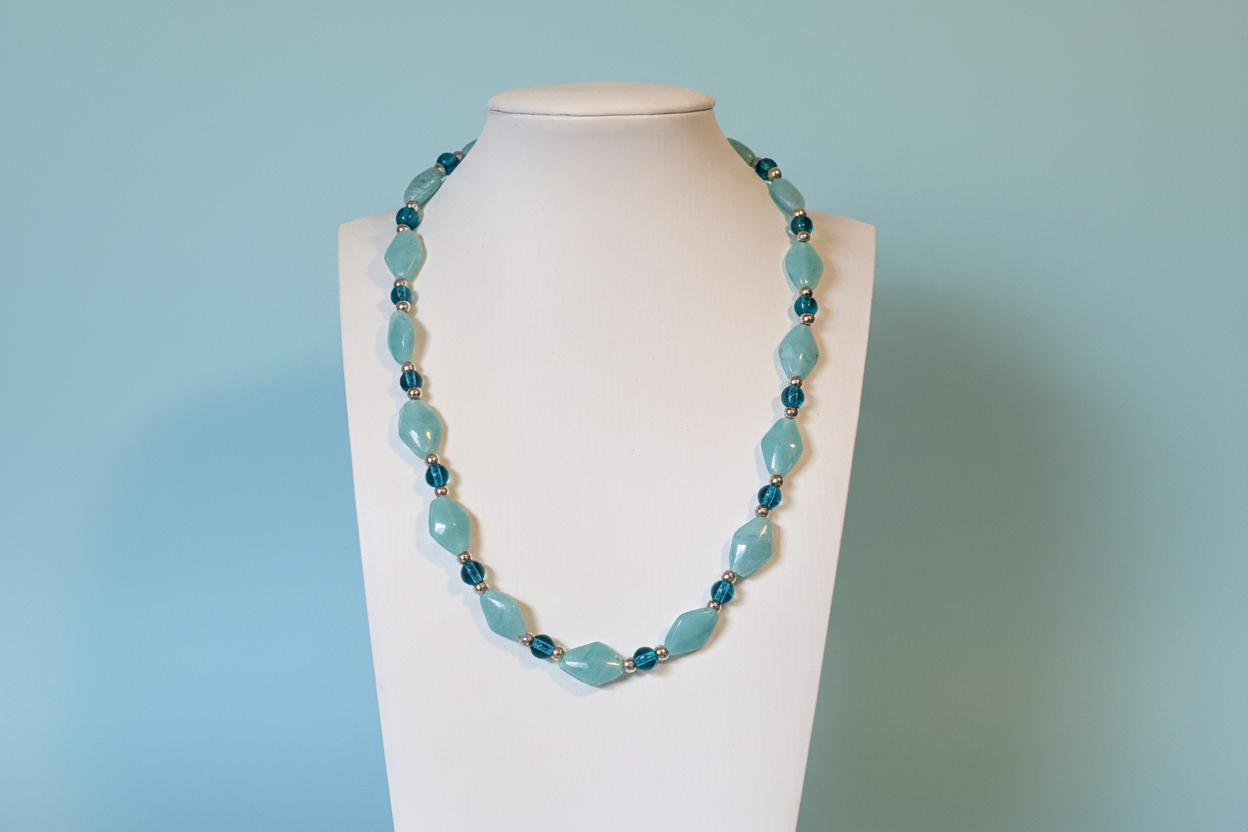 Blue Glass Bead Necklace