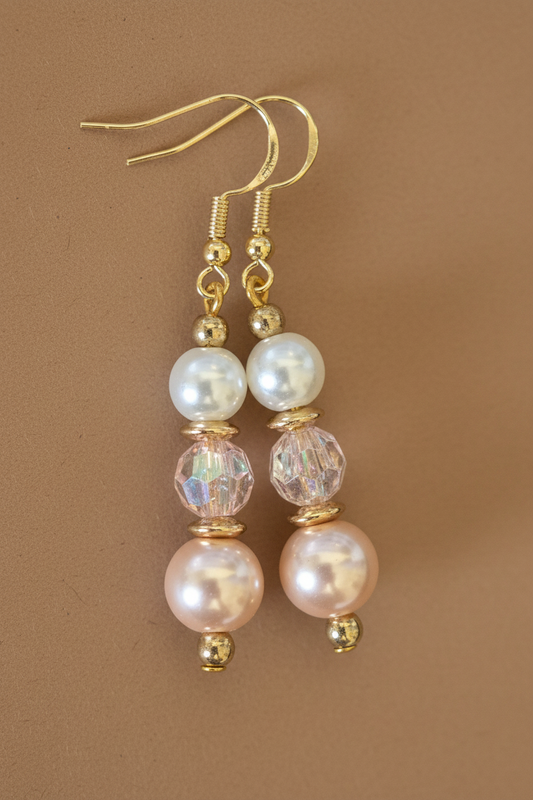 Pink Faux Pearl Earrings