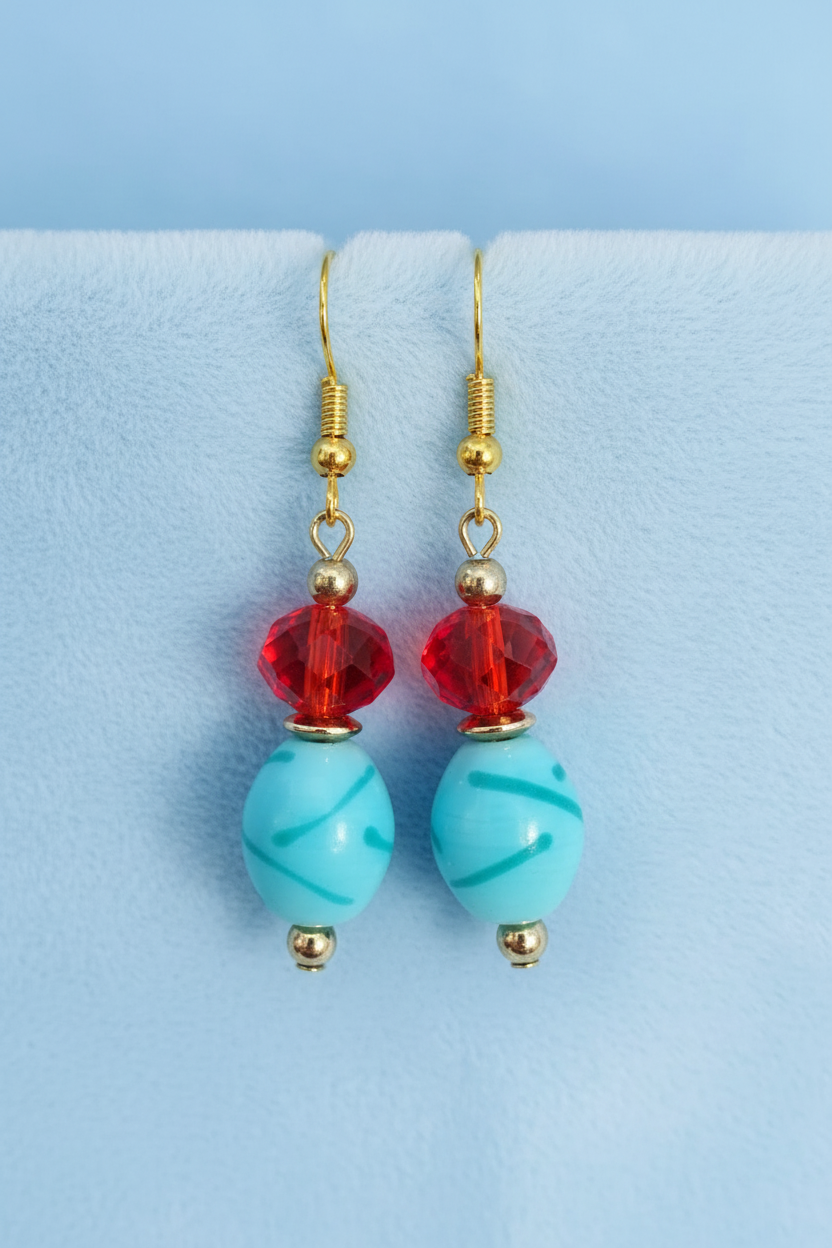Orange On Blue Earrings