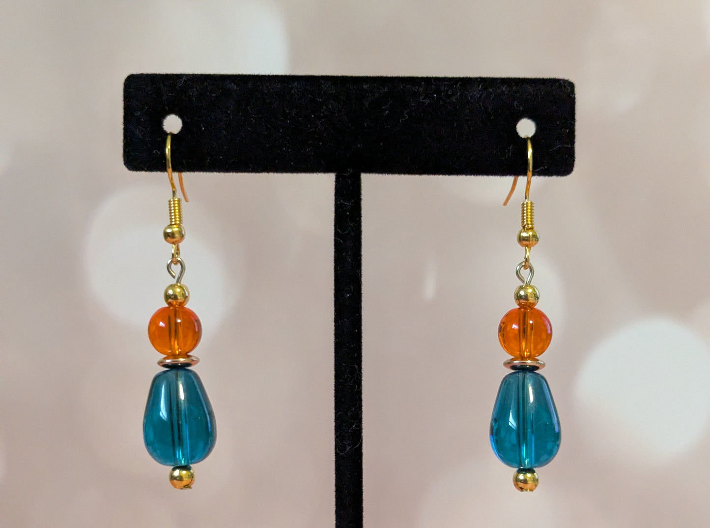 Blue & Orange Dangle Earrings