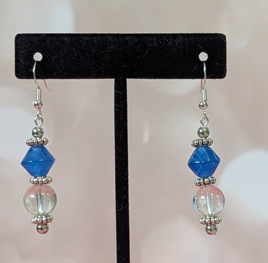 Clearly Blue Glass Bead Earrings