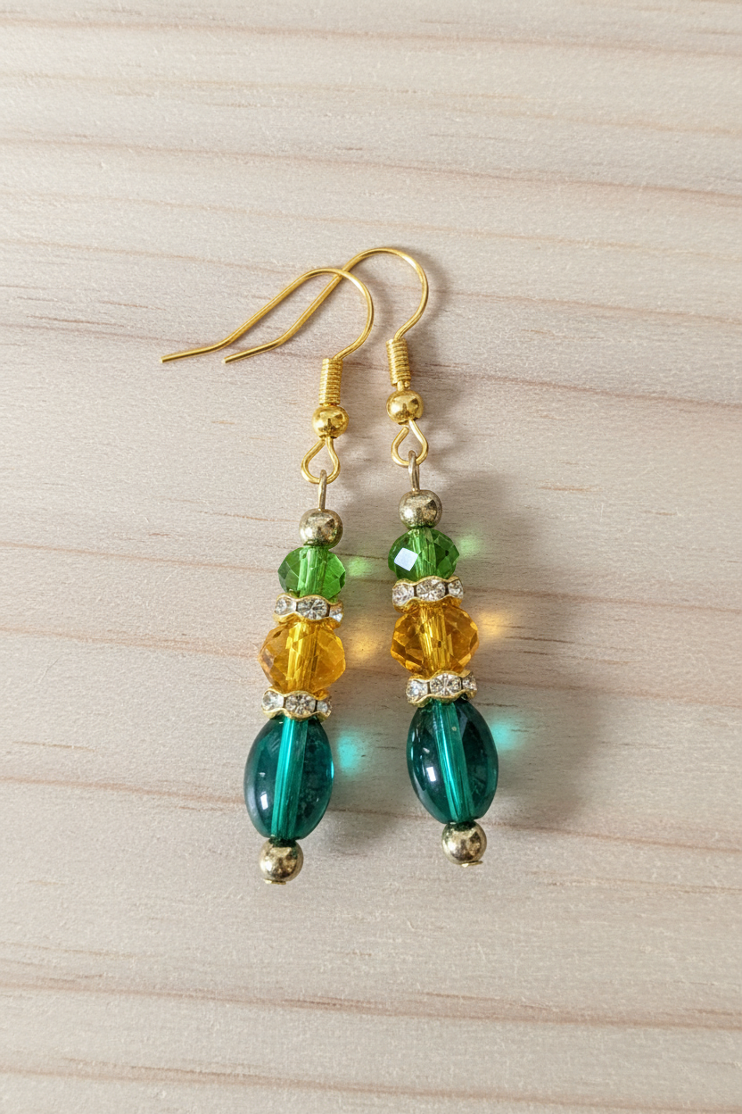 Green On Yellow On Green Earrings