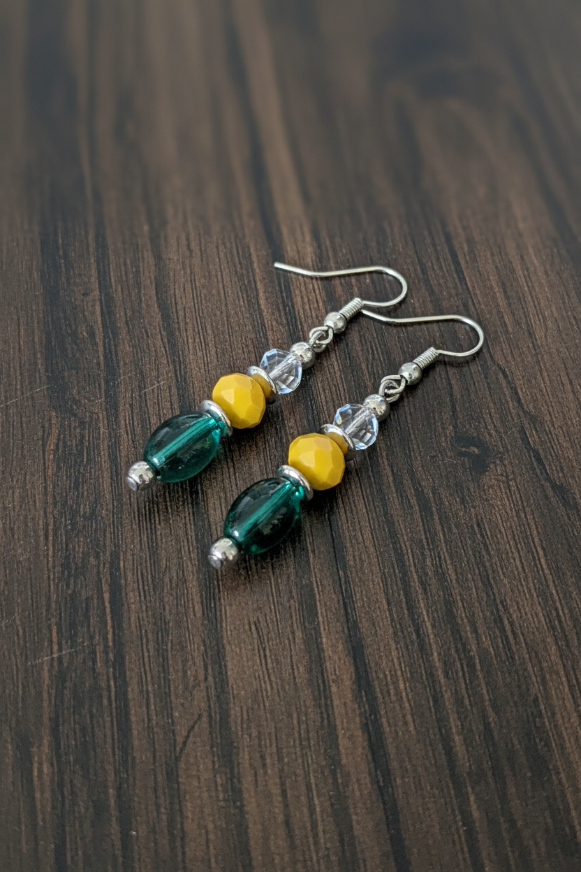 Yellow On Green Earrings