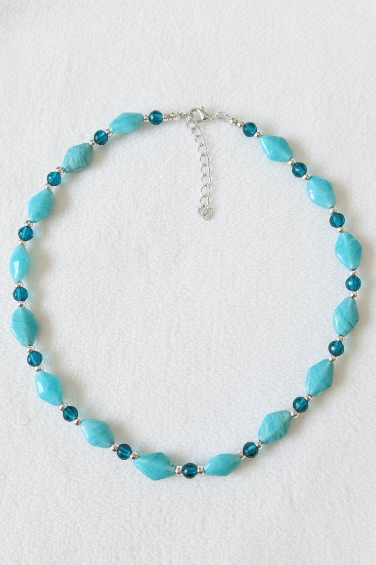 Blue Glass Bead Necklace