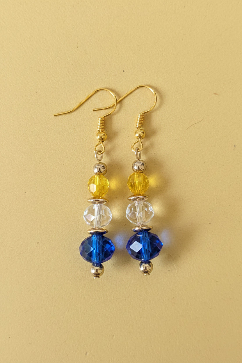 Blue, Clear & Yellow Earrings
