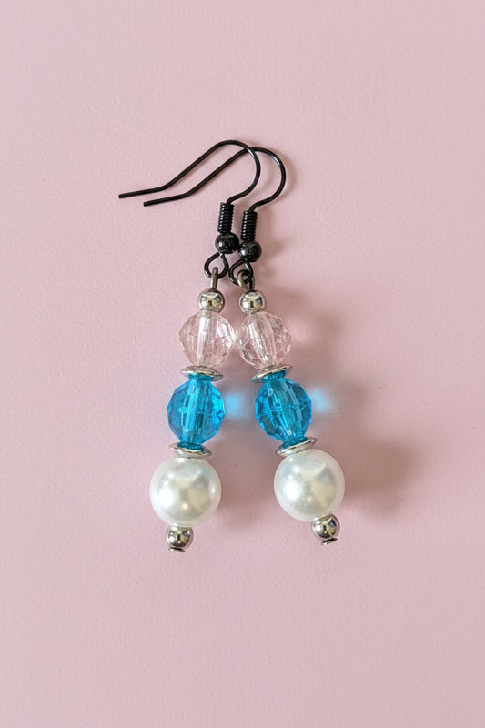 White, Blue & Pink Earrings