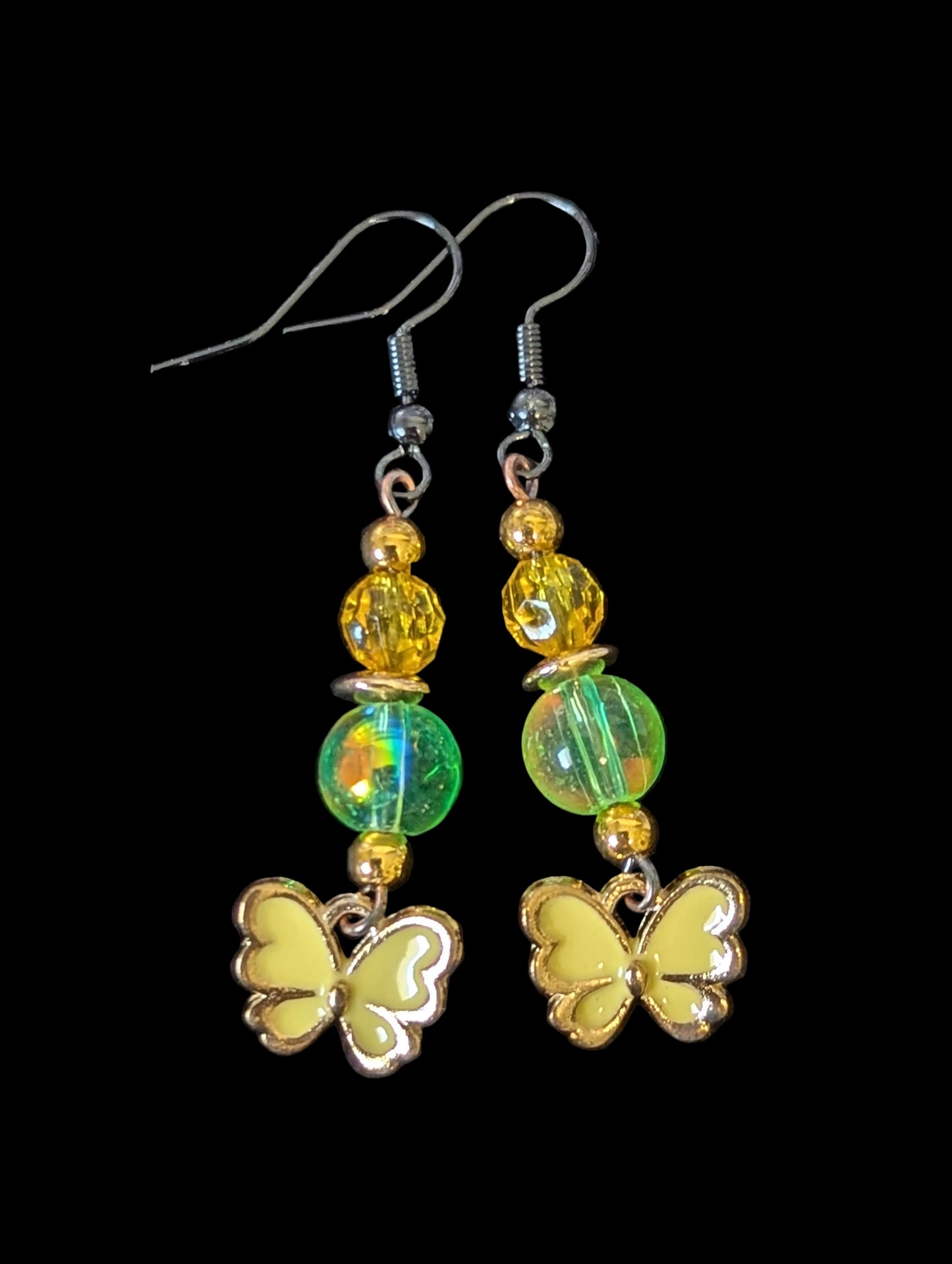 Yellow Butterfly Charm Earrings
