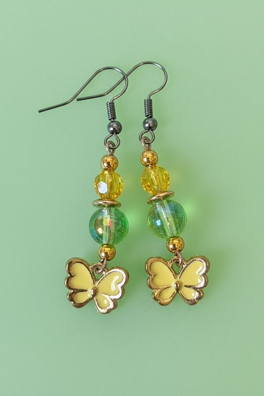 Yellow Butterfly Charm Earrings