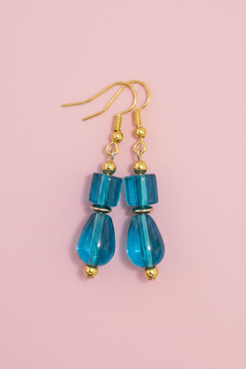 Blue On Blue Glass Earrings