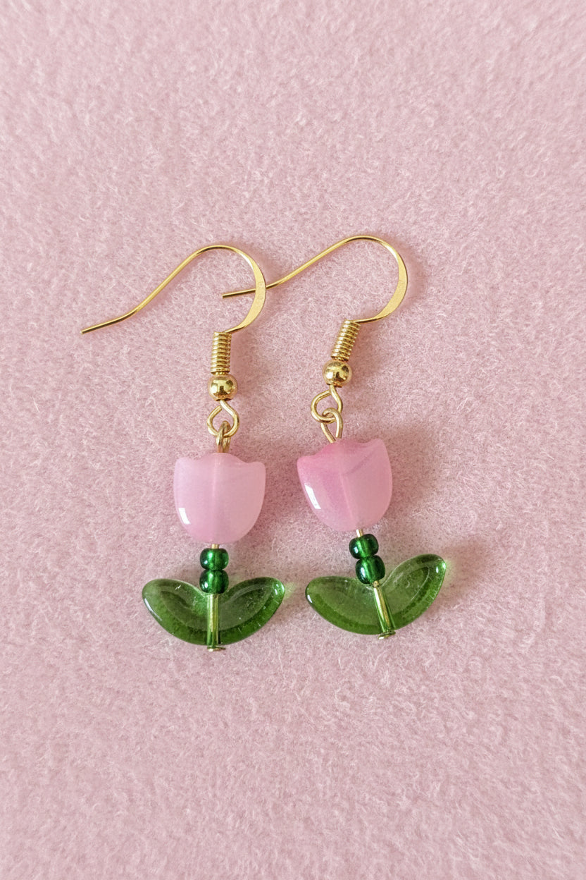 Pink Tulip Earrings