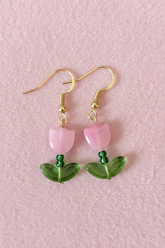 Pink Tulip Earrings