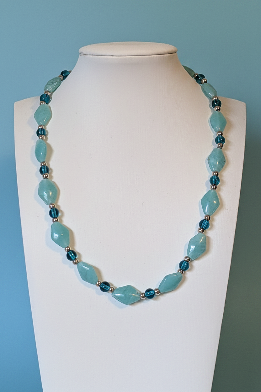 Blue Glass Bead Necklace