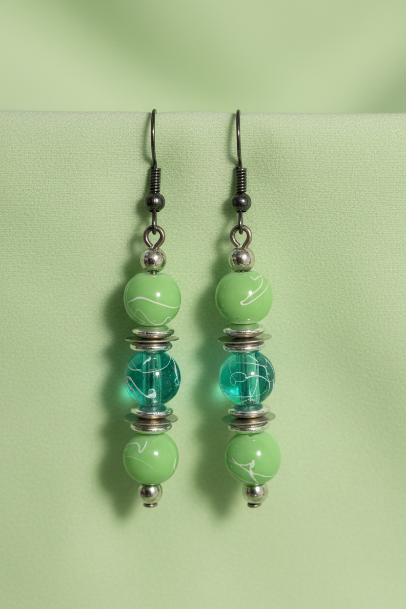 Triple Dangle Earrings (Green)