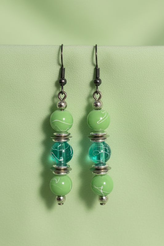 Triple Dangle Earrings (Green)