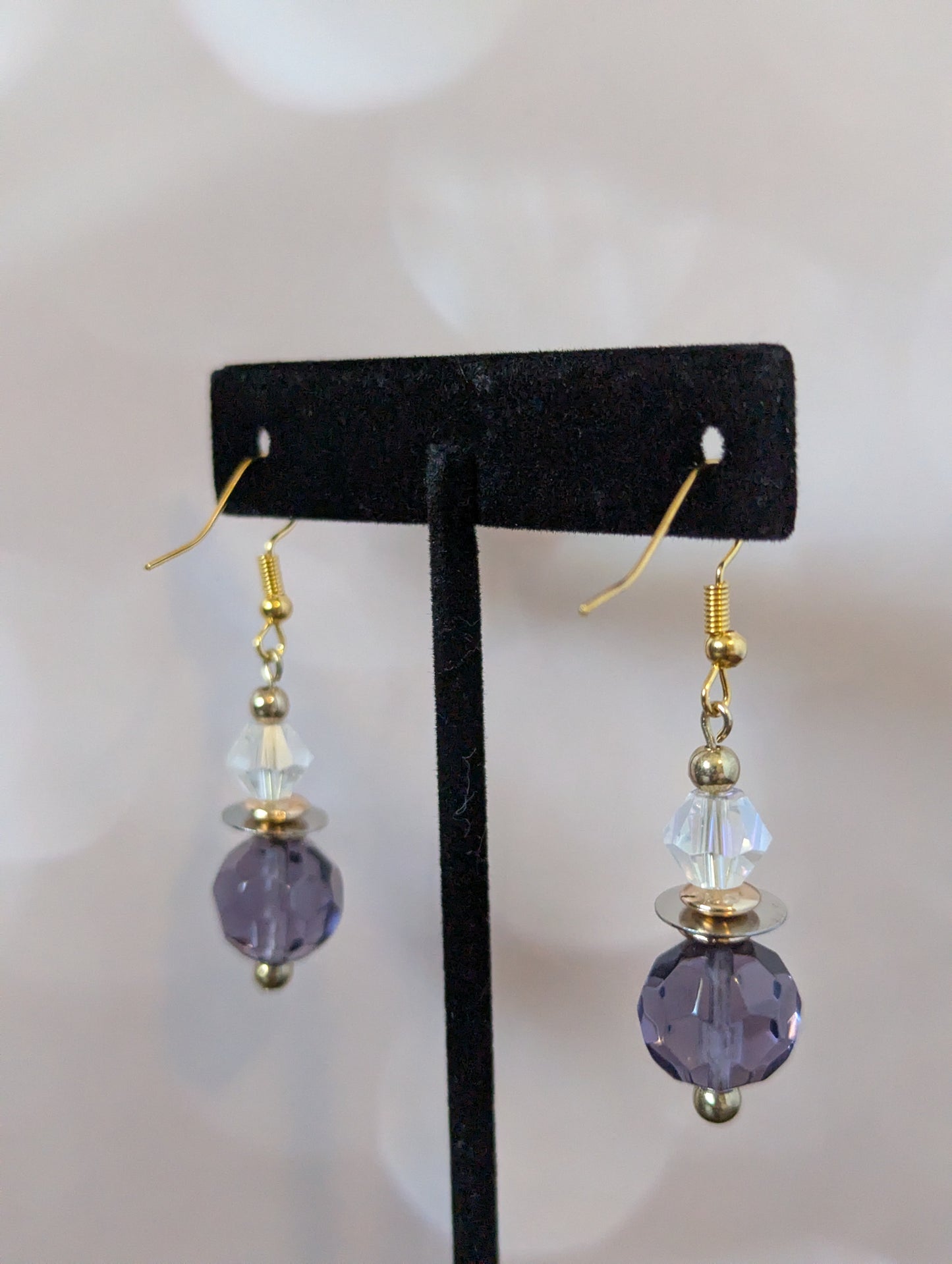 Purple & Clear Hourglass Earrings